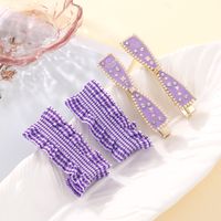 Cute Bow Knot Alloy Cloth Inlay Artificial Pearls Rhinestones Hair Clip 1 Set main image 4