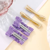 Cute Bow Knot Alloy Cloth Inlay Artificial Pearls Rhinestones Hair Clip 1 Set main image 2