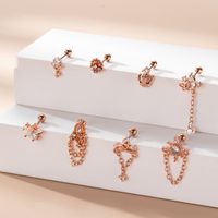 Retro Butterfly Stainless Steel Plating Zircon Ear Studs 1 Piece main image 4