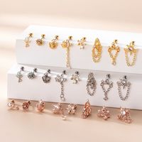 Retro Butterfly Stainless Steel Plating Zircon Ear Studs 1 Piece main image 2