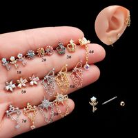 Retro Butterfly Stainless Steel Plating Zircon Ear Studs 1 Piece main image 1