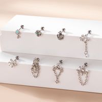 Retro Butterfly Stainless Steel Plating Zircon Ear Studs 1 Piece main image 3