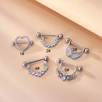 Fashion Heart Shape Wings Stainless Steel Plating Zircon Adhesive Nail main image 1
