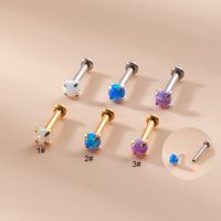 Fashion Geometric Stainless Steel Inlay Artificial Gemstones Labret 1 Piece main image 6