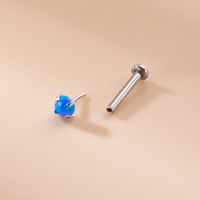 Fashion Geometric Stainless Steel Inlay Artificial Gemstones Labret 1 Piece main image 4