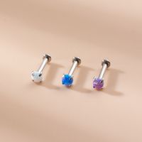 Fashion Geometric Stainless Steel Inlay Artificial Gemstones Labret 1 Piece main image 3