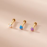 Fashion Geometric Stainless Steel Inlay Artificial Gemstones Labret 1 Piece main image 2