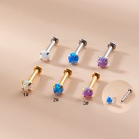 Fashion Geometric Stainless Steel Inlay Artificial Gemstones Labret 1 Piece sku image 2