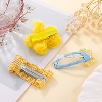 Cute Fashion Sweet Stripe Flower Cloth Knit Hair Clip 1 Set main image 3