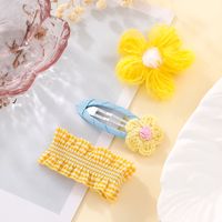Cute Fashion Sweet Stripe Flower Cloth Knit Hair Clip 1 Set sku image 1