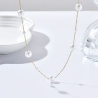 Luxurious Geometric Stainless Steel Pendant Necklace Tassel Pearl Stainless Steel Necklaces 1 Piece sku image 1