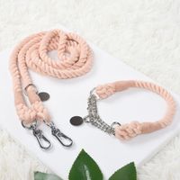 Cute Woven Rainbow Multifunctional Double-headed Pet Hand Holding Rope Dog Leash Dog Traction Rope Pet Necklet Set main image 2