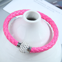 Fashion Geometric Pu Leather Inlay Artificial Rhinestones Bracelets 1 Piece sku image 1