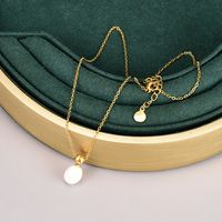 Fashion Vintage Style Perfume Bottle Pearl Pendant Titanium Steel 18k Gold Plating Necklace sku image 1