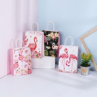 Valentine's Day Sweet Flamingo Kraft Paper Party Festival Gift Bags main image 1