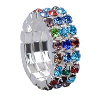 Fashion Square Copper Rings Silver Plated Inlay Rhinestones Copper Rings main image 4