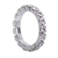 Fashion Square Copper Rings Silver Plated Inlay Rhinestones Copper Rings sku image 1
