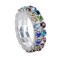 Fashion Square Copper Rings Silver Plated Inlay Rhinestones Copper Rings sku image 4