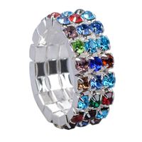 Fashion Square Copper Rings Silver Plated Inlay Rhinestones Copper Rings sku image 6