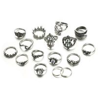 Ethnic Style Geometric Heart Shape Alloy Inlay Artificial Gemstones Rings 1 Set main image 2