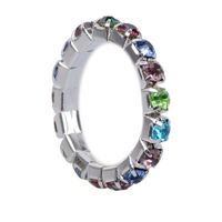 Fashion Square Copper Rings Silver Plated Inlay Rhinestones Copper Rings sku image 2