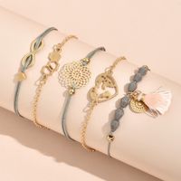 Ethnic Style Tassel Heart Shape Alloy Beaded Bracelets 1 Set main image 3