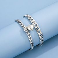 Fashion Solid Color Stainless Steel Bracelets Heart Stainless Steel Bracelets 2 Pieces main image 3