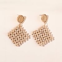 Bohemian Geometric Wooden Bead Beaded Drop Earrings sku image 1
