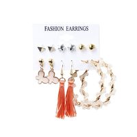 Fashion Geometric Tassel Butterfly Alloy Inlay Artificial Pearls Rhinestones Earrings sku image 14