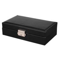 Fashion Square Solid Color Pu Leather Metal Jewelry Boxes sku image 1
