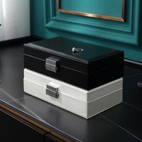 Fashion Square Solid Color Pu Leather Metal Jewelry Boxes main image 4