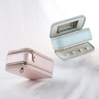 Simple Style Geometric Solid Color Pu Leather Jewelry Boxes main image 2