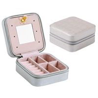 Fashion Solid Color Pu Leather Flannel Jewelry Boxes sku image 3