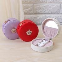 Retro Crown Solid Color Pu Leather Flannel Metal Jewelry Boxes main image 1