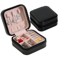 1 Piece Simple Style Solid Color Pu Leather Single Layer Zipper Jewelry Boxes main image 4