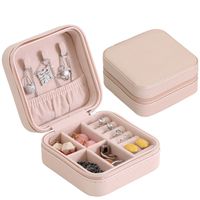 1 Piece Simple Style Solid Color Pu Leather Single Layer Zipper Jewelry Boxes main image 3