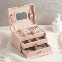 Fashion Geometric Pu Leather Metal Jewelry Boxes sku image 7