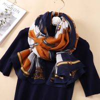 Women's Fashion Chains Print Imitation Cotton And Linen Printing Pashmina Scarves main image 4