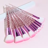 Fashion Rose Red Transparent Artificial Fiber Plastic Handgrip Makeup Brushes 1 Set sku image 1