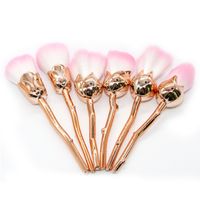 Fashion Gold Artificial Fiber Plastic Handgrip Makeup Brushes 1 Set main image 2