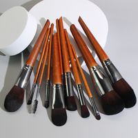 Einfacher Stil Braun Künstliche Faser Holzgriff Makeup Bürsten 1 Satz main image 3