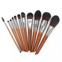 Simple Style Brown Artificial Fiber Wooden Handle Makeup Brushes 1 Set main image 2