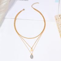 Mode Ovale Alliage Couches Strass Collier main image 4