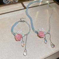 Simple Style Flower Arylic Alloy Beaded Patchwork Artificial Crystal Women's Pendant Necklace Bracelets main image 4
