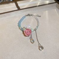 Simple Style Flower Arylic Alloy Beaded Patchwork Artificial Crystal Women's Pendant Necklace Bracelets main image 5