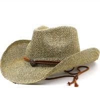 Unisex Cowboy Style Solid Color Curved Eaves Straw Hat main image 6