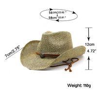 Unisex Cowboy Style Solid Color Curved Eaves Straw Hat main image 3