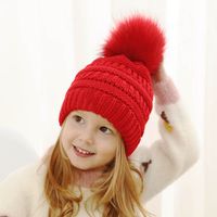 Children Unisex Cute Solid Color Pom Poms Wool Cap main image 2
