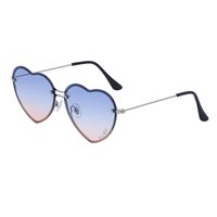 Women's Fashion Heart Shape Pc Special-shaped Mirror Metal Sunglasses sku image 4