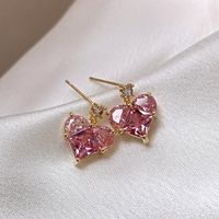 Sweet Heart Shape Alloy Plating Artificial Diamond Ear Studs main image 1